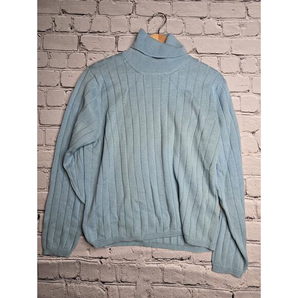 Vintage Talbots Deadstock 100% Italian Merino Wool Baby Blue Knit Sweater New XL - Picture 2 of 10
